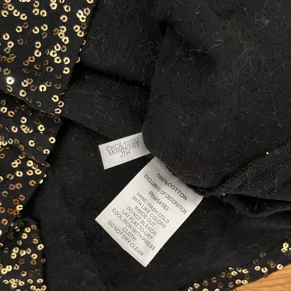 Calvin Klein Black Gold Sequined Short Sleeve Tee Shirt - Picture 4 of 4
